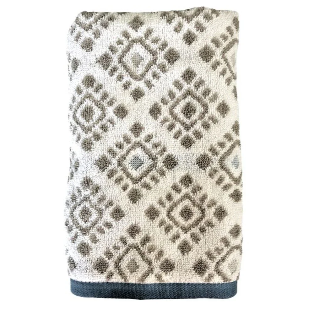 Southwest Desert Boho Hand Towels Bathroom Navajo Gray White Blue Set of 2